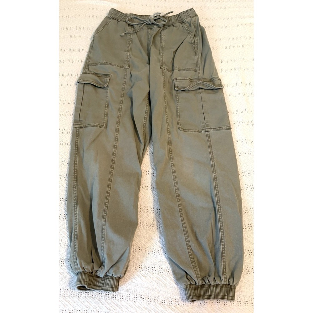 Hollister Women Army‎ Green Jogger Cargo Barrel leg Pants XS ultra high rise